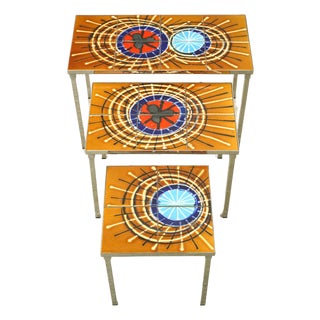 Mid Century 1970s Nesting Tables Attributed to Juliette Belarti For Sale