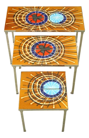 Mid Century 1970s Nesting Tables Attributed to Juliette Belarti