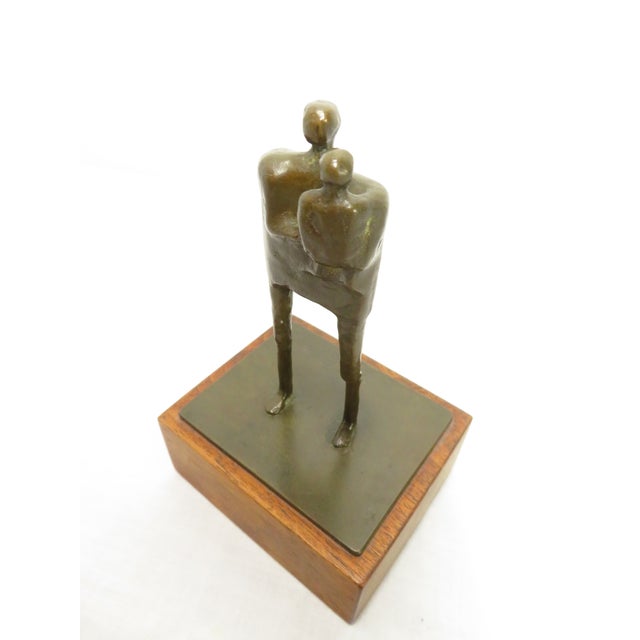 Signed Ray Jensen Bronze Modernist Art Sculpture ~ Figure W/ Child ~ Pacific Northwest For Sale - Image 11 of 16