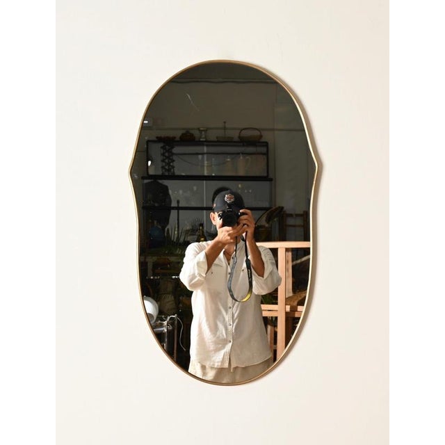 Gio Ponti Italian Organic Brass Mirror attributed to Gio Ponti, Italy, 1950s For Sale - Image 4 of 13