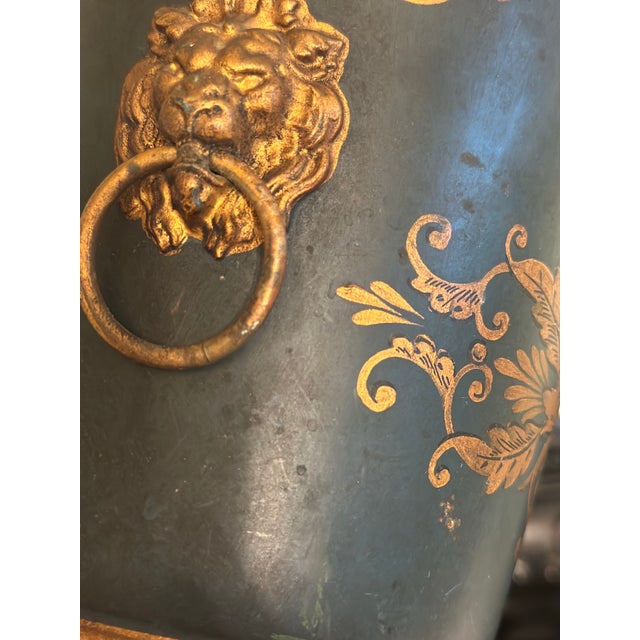French Vintage French Tole Cache Pot For Sale - Image 3 of 10