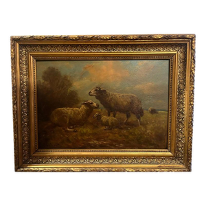 Antique Oil Painting Sheep & Lamb Paul Henry Schouten 1860-1922