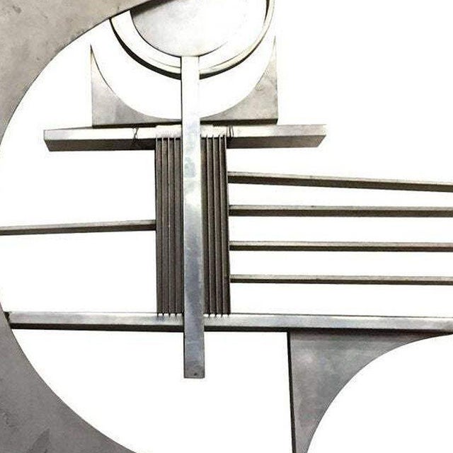 Mid-Century Brutalist Free-Form Aluminum & Steel Geometric Art Wall Sculpture For Sale - Image 4 of 5