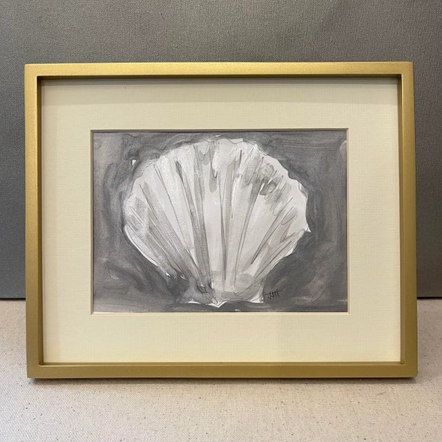 2020s Altered Visage, Framed Contemporary Seashell Watercolor and Pencil Painting by Jj Hogan For Sale - Image 5 of 10