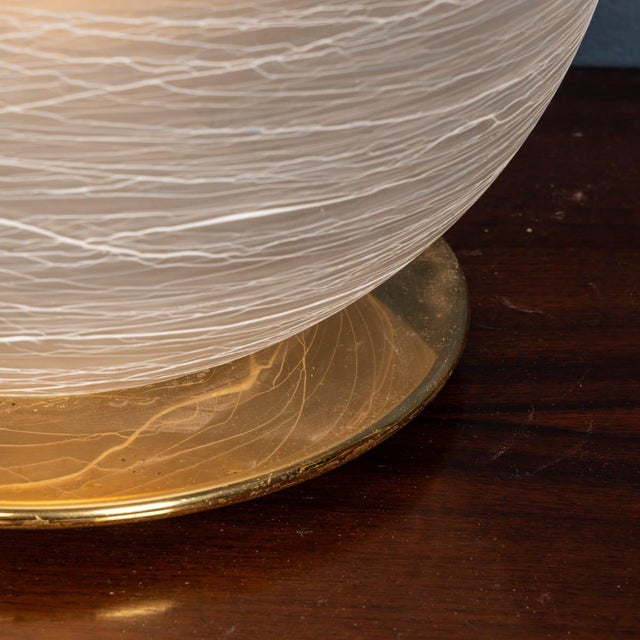 Vintage Italian Hand-Blown Frosted Murano Glass Globe Table Lamp, 1980 For Sale - Image 11 of 14