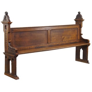 Late 19th Century Gothic Oak Church Pew For Sale
