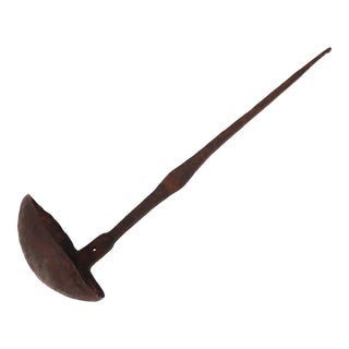 18th Century Portuguese Baroque Wrought Iron Soup Ladle For Sale