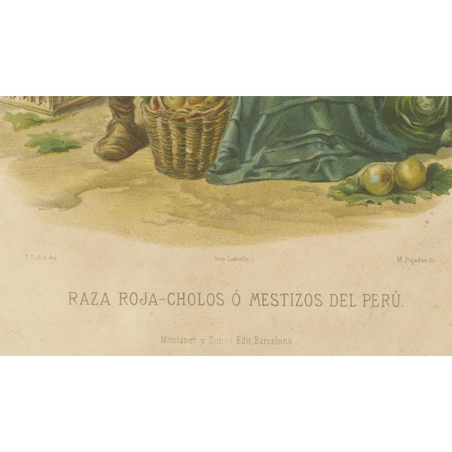 Paper Tomás Padró, Costume Plate of Peruvian Mestizos, Red Race, 1880, Print For Sale - Image 7 of 9