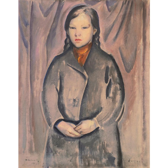 'Young Woman Wearing a Copper Scarf' by Walter Schwartz, 1935, Copenhagen For Sale - Image 11 of 11