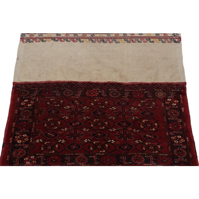 Tribal Antique Russian Tribal Bag and Textile in Beige and Burgundy, From Rug & Kilim For Sale - Image 3 of 7