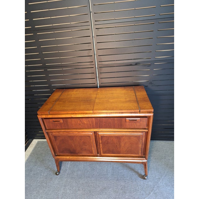 Coffee Mid 20th Century Walnut Flip Top Server For Sale - Image 8 of 11