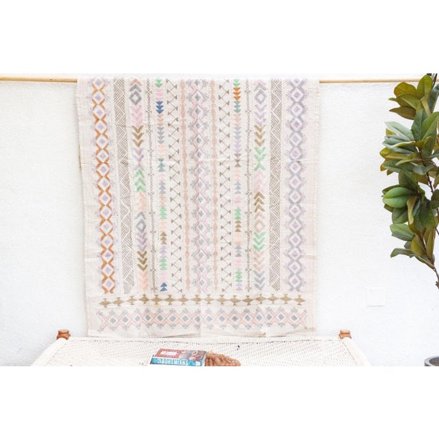 Discover the timeless artistry of this hand-stitched cotton Kantha throw. Measuring a versatile 57 inches by 83 inches,...