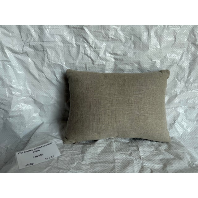 Tan 17th Century Italian Wool & Silk Floral Tapestry Pillow For Sale - Image 8 of 8