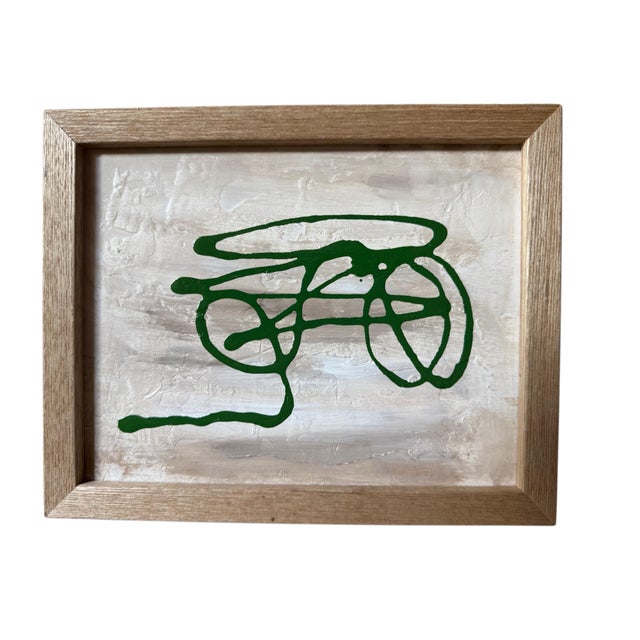 2020s Organic Modern Textured Green Abstract Paintings in Natural Wood Frames – 8” X 10” - Unsigned Unknown Artist For Sale - Image 5 of 11