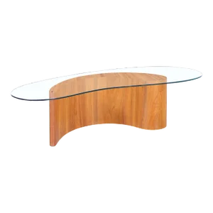 Mid-Century Modern Biomorphic Walnut and Glass Coffee Table, Usa, 1960s