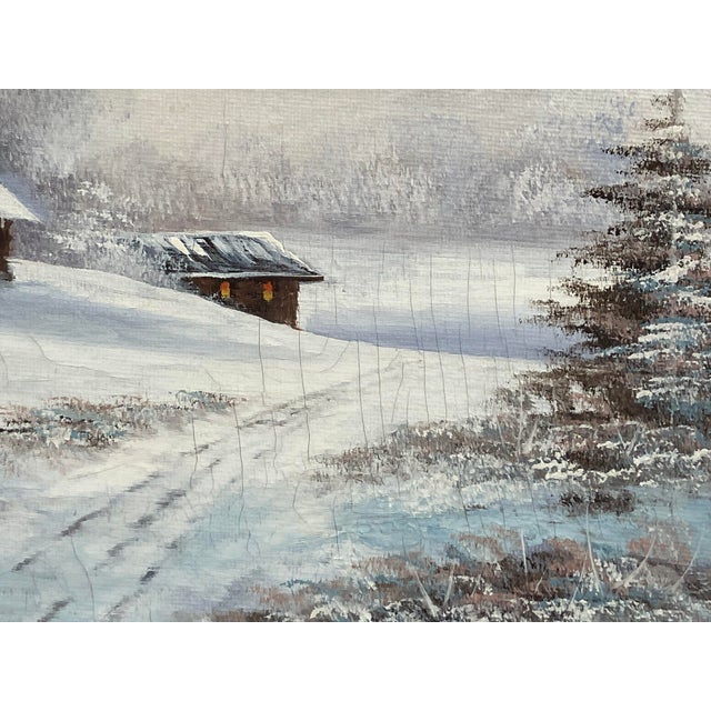 Small Vintage Winter Landscape Oil Painting by Van Bell For Sale - Image 10 of 11