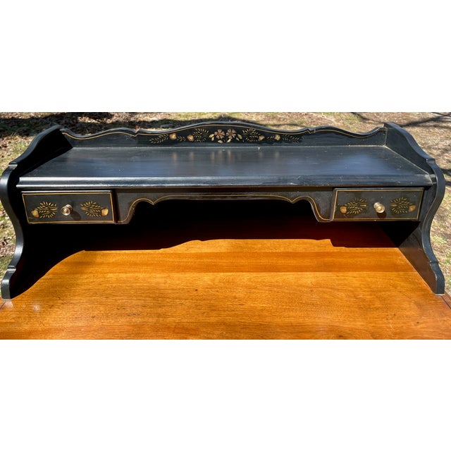 Wood Ethan Allen Ladies Writing Desk Hitchcock Style Harvest Stencils For Sale - Image 7 of 11
