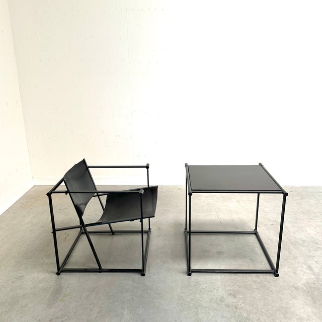 FM62 Chair and Table in Black Leather by Radboud Van Beekum for Pastoe, 1980s, Set of 2 For Sale - Image 11 of 14