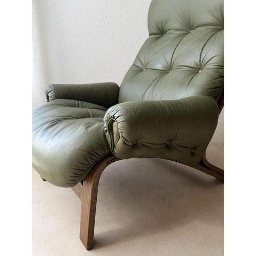 Rybo Rykken Chair in Green Leather by Solheim For Sale - Image 12 of 15
