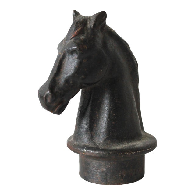 Cast Iron Sculpted Horse Head Hitching Post Topper For Sale