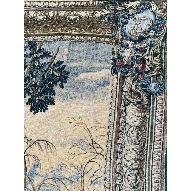 Vintage French Aubusson Style Hand-Printed Tapestry with Medieval Motif, 1950s For Sale - Image 14 of 18