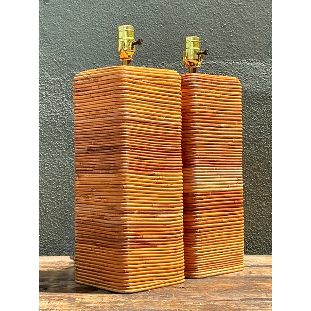 Vintage Pencil Reed Table Lamps - A Pair For Sale - Image 14 of 14