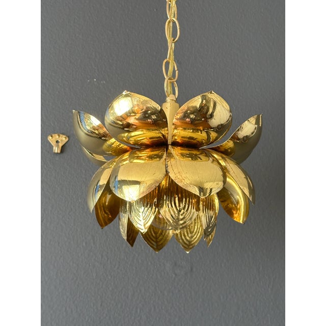 Feldman Lighting Feldman 1970s Small Brass Lotus Light Fixture For Sale - Image 4 of 10