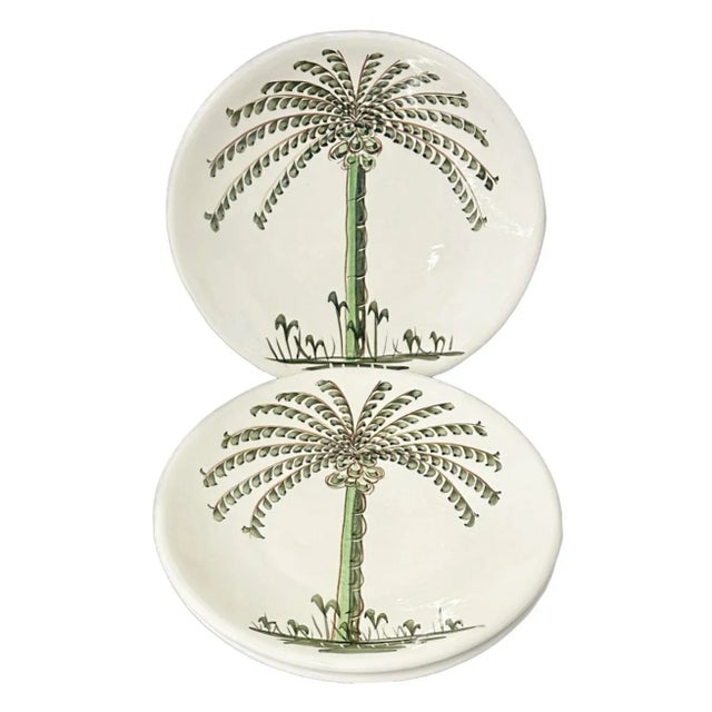 Mid-Century Modern Hand-Painted Palm Tree Dinner Plate For Sale - Image 3 of 5