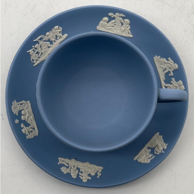 Wedgwood Light Blue Jasperware Flat Cup and Saucer Chairish