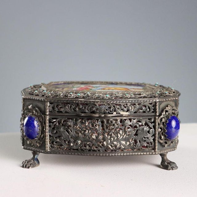 Metal Silver and Enamel Box For Sale - Image 7 of 13