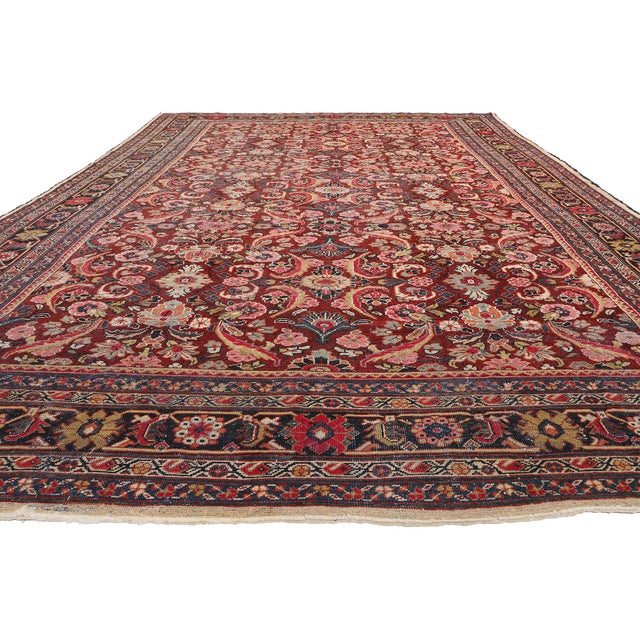 Rustic Antique Persian Mahal Rug - 10'08 X 17'08 For Sale - Image 3 of 9