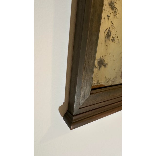 Vintage Antiqued Mirror in Dark Walnut Frame With Moorish Arch Detail For Sale - Image 10 of 12