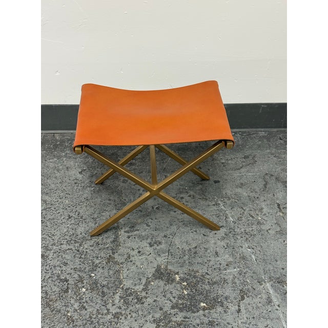 Cb2 Leather Director's Stool For Sale - Image 12 of 12