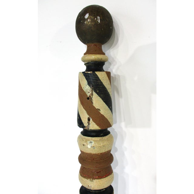Vintage Folk Art Painted Small Barber Pole For Sale - Image 10 of 13