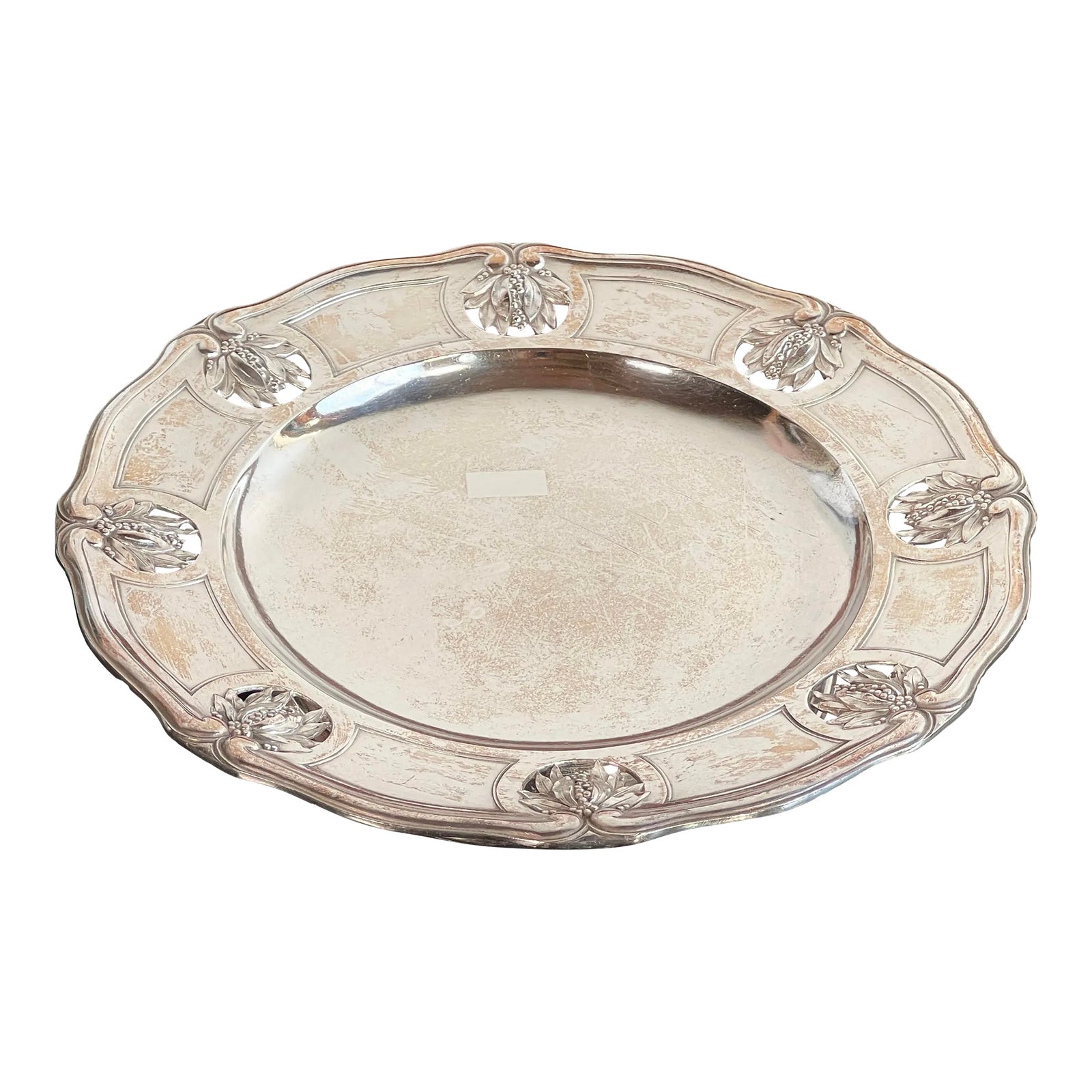 Antique 1920's French Silver Plated Footed Tray / Serving Plate by Christofle
