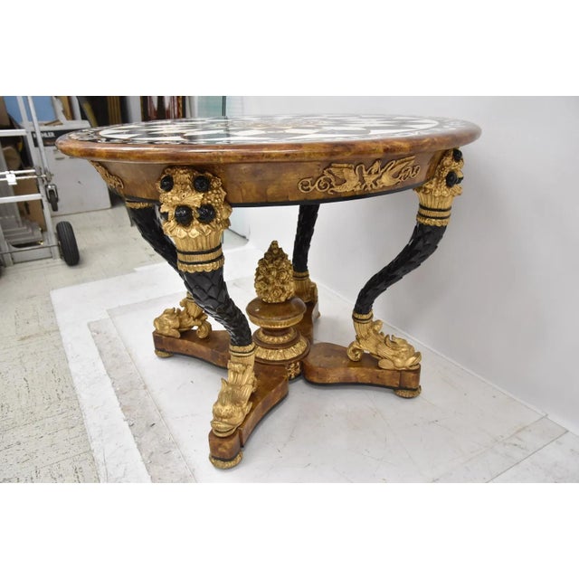 Ornate Pietra Dura Center Table With Dolphin Base For Sale - Image 4 of 8