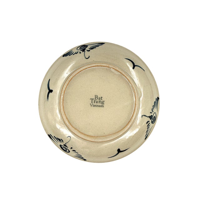 Set of 5 Bat Trang Vietnamese Ceramic Dessert Plates With Hand Painted Blue Floral Motifs For Sale In New York - Image 6 of 10