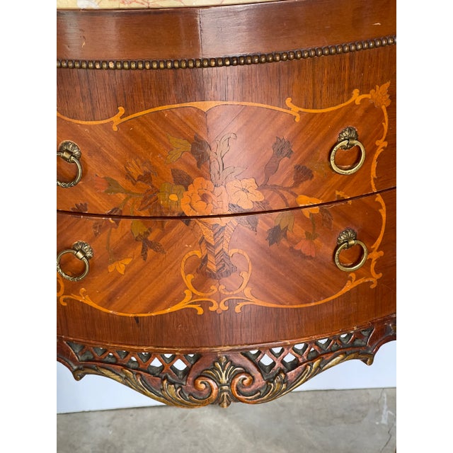 French French Regency Demilune Commode With Inlay For Sale - Image 3 of 8