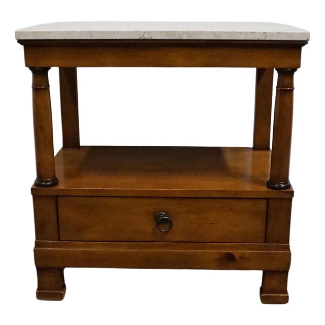 Baker / Milling Road Solid Cherry Early American Contemporary 27" Accent End Table W. White Granite Top 13-676-8 For Sale