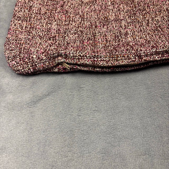 2020s Handmade Designer Fabric Pillow Cover 22x22 Burgundy Brown Textured Weave New For Sale - Image 5 of 6