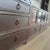 Practical and beautiful this 3 piece Wall unit has dark warm brown leather tops and drawer front with aged brass nailhead...