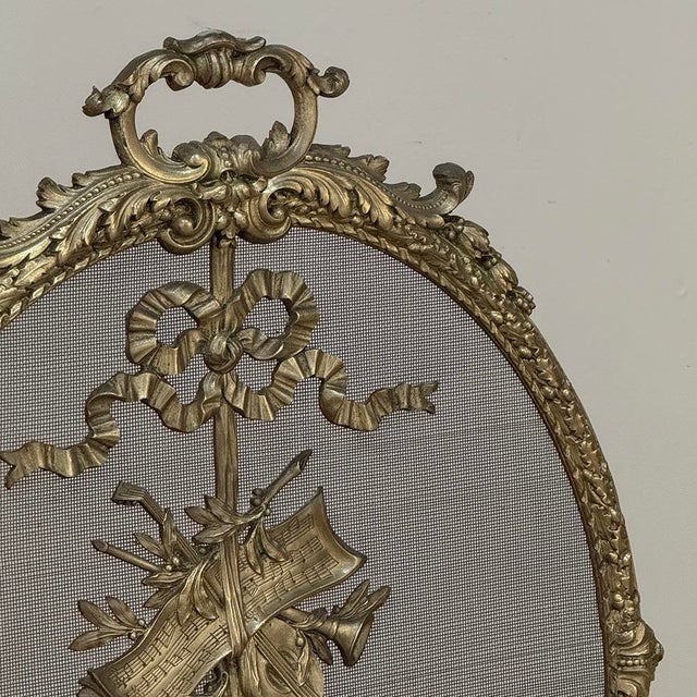 Bronze 19th Century French Louis XVI Bronze Oval Firescreen For Sale - Image 8 of 18