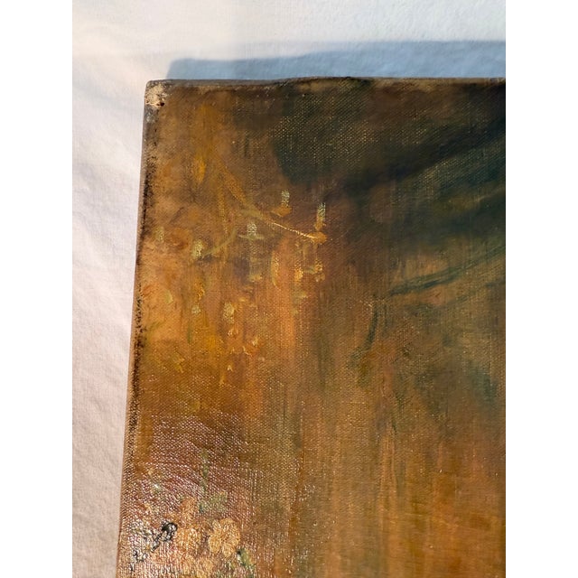 Raspberry Red Antique, French Oil on Canvas, Painting, Signed For Sale - Image 8 of 11