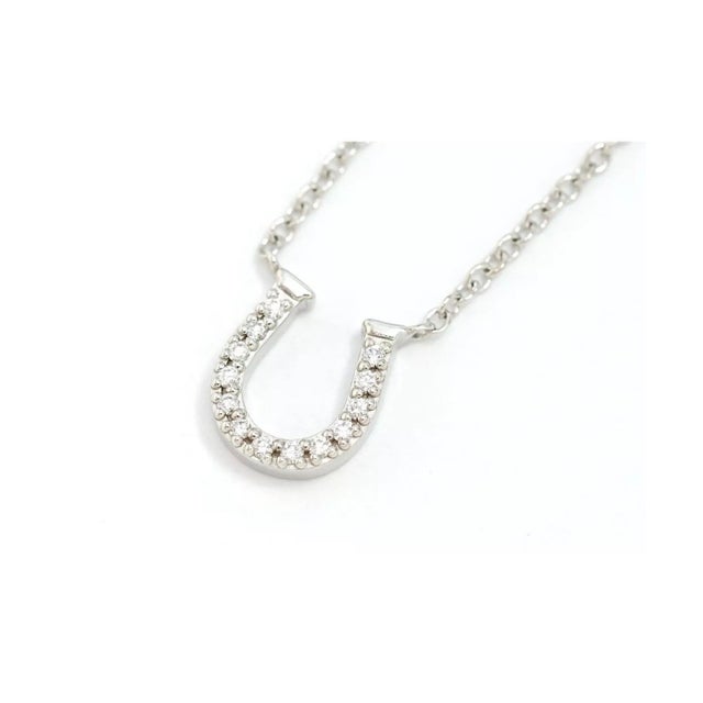 Tiffany and Co. Tiffany & Co. Horseshoe 18P Diamond Necklace 16" 18 Karat White Gold Authentic For Sale - Image 4 of 18