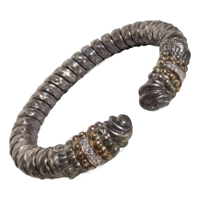 Alwand Vahan Bangle Bracelet Sterling, 14Kt and Diamonds For Sale