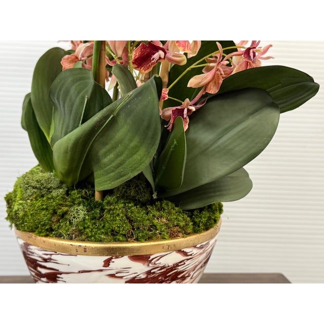 Ceramic Abigail Luxury Botanicals Faux Orchid Arrangement in Vase For Sale - Image 7 of 12