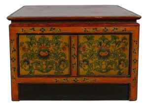 Early 20th Century Antique Tibetan Painted Square Coffee Table