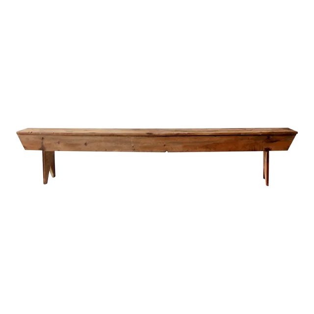 Antique Primitive Bench 7ft For Sale