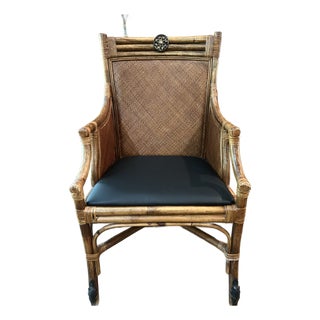 British Colonial Rattan Arm Chair by Palecek/Ethan Allen For Sale
