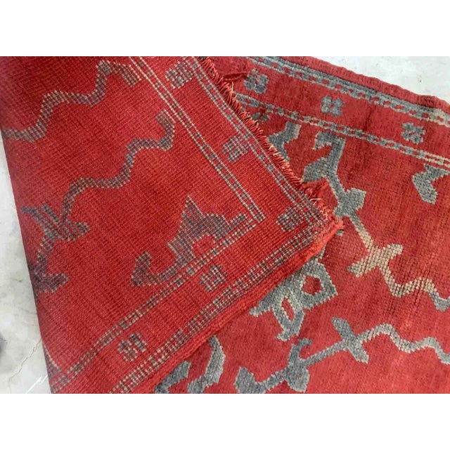 Red 1880s Handmade Antique Turkish Oushak Rug 3' X 4.9' For Sale - Image 8 of 10